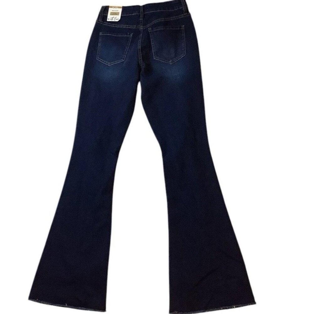 NWT YMI Jeans High Rise Flare Frayed Hem Blue Denim Womens Size 5/27 - Picture 3 of 12